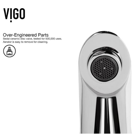 Vigo Vg01023 Bova 1.2 GPM Single Hole Bathroom Faucet - Chrome OPEN BOX NEW - Picture 2 of 6